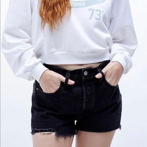 Levi’s black 501 denim shorts
